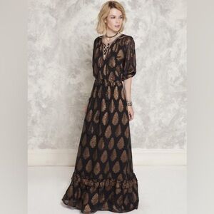 NWT Rapsodia Elegant Black and Gold Patterned Dress XS